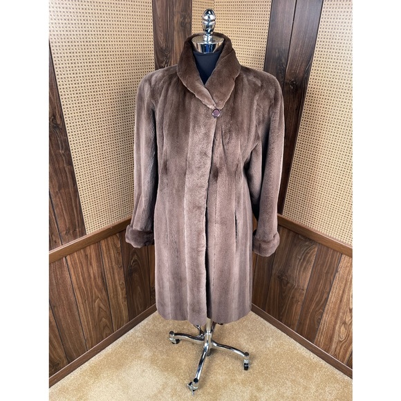 Vintage Schultz Furriers Brown Sheared Mink Fur Coat Jacket Small - Picture 1 of 12